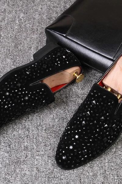 Chaussures de luxe pour hommes, mocassins à pointes noires