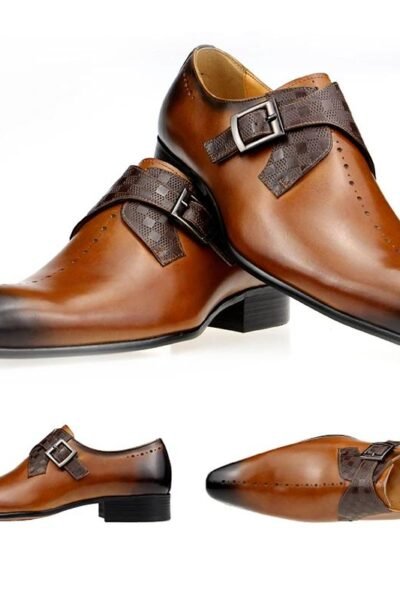 Chaussures de créateur en cuir verni pour hommes