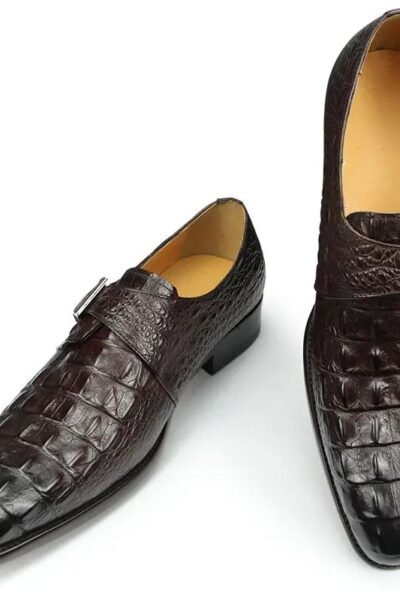 Chaussures formelles en cuir à motif de crocodile pour hommes
