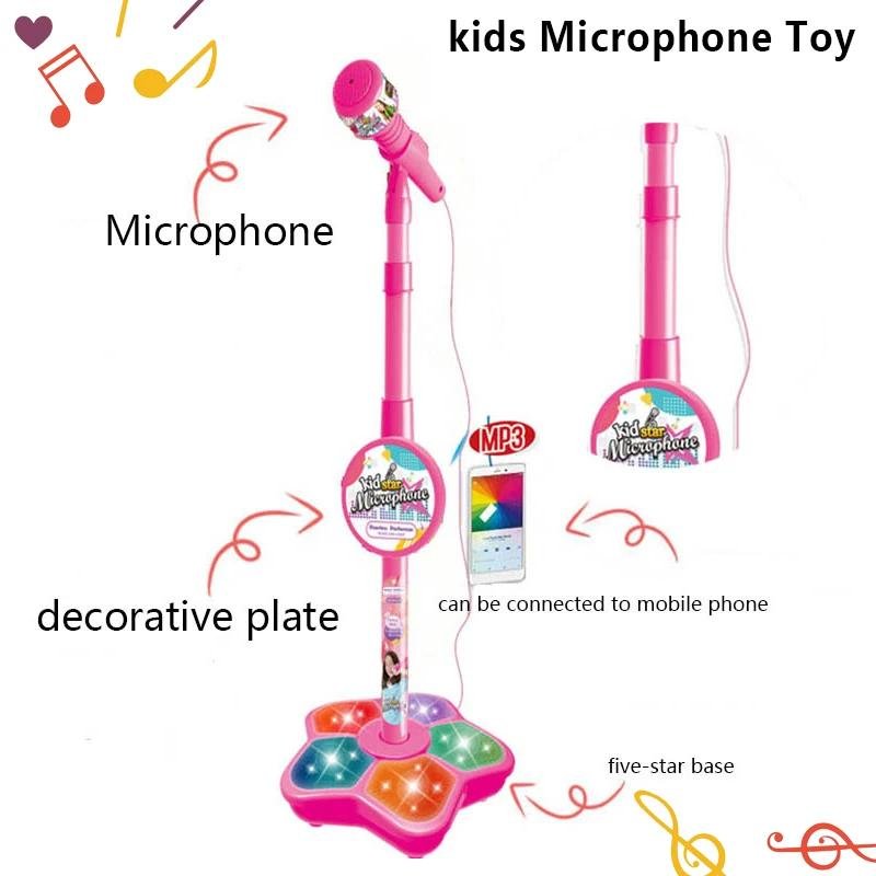 Microphone avec support pour enfant, jouet fille, jouet enfant instrument  de musique, karaoké, entraînement cérébral, jouets