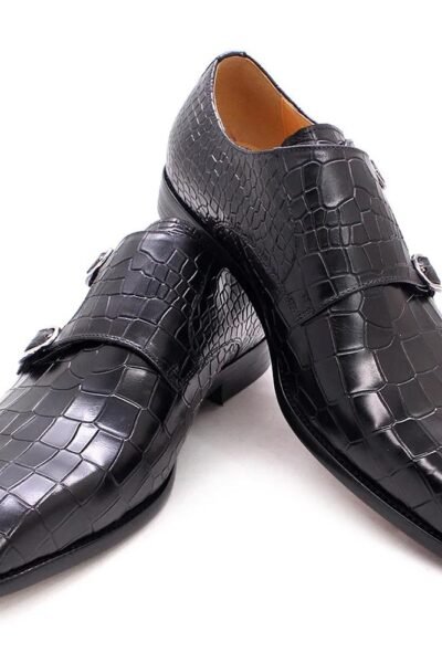Chaussures italiennes pointues en cuir véritable pour hommes