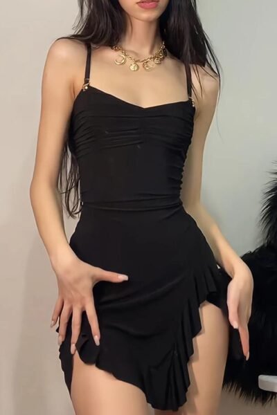 Mini robe sexy à bretelles en fibre pour femmes