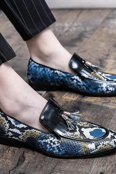Chaussures en cuir imprimé crocodile pour hommes