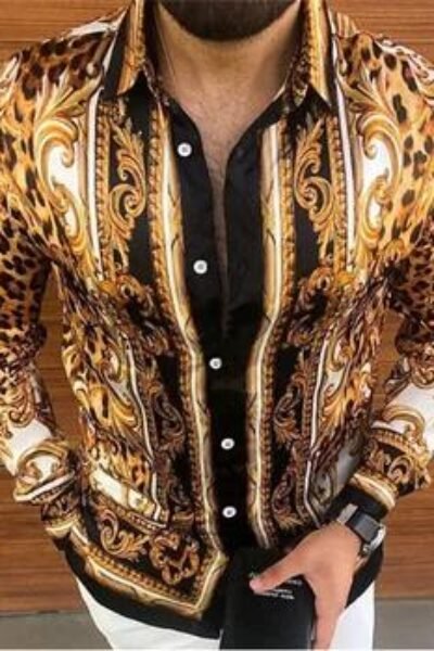 Chemises boutonnées en or trempé pour hommes