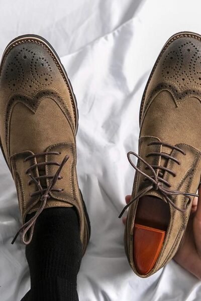 Chaussures Oxford en cuir suédé Brogue pour hommes