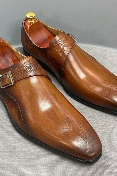 Chaussures en cuir de veau véritable imprimé alligator pour hommes