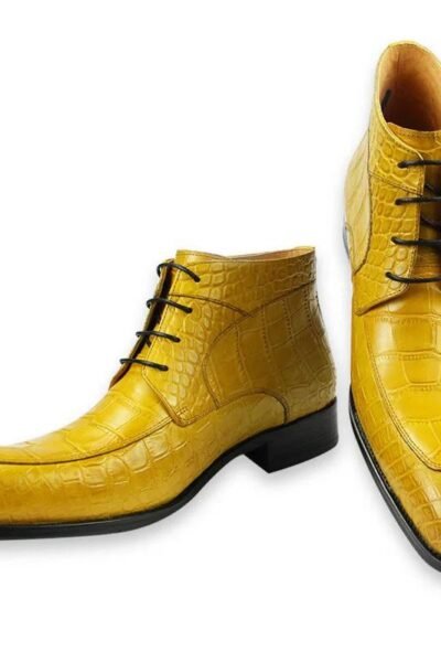 Chaussures en cuir de vache véritable avec imprimé peau de crocodile pour hommes