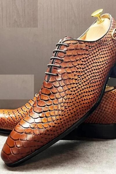 Chaussures Oxford pointues à lacets pour hommes