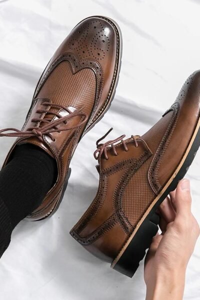 Chaussures Oxford en cuir gris pour hommes