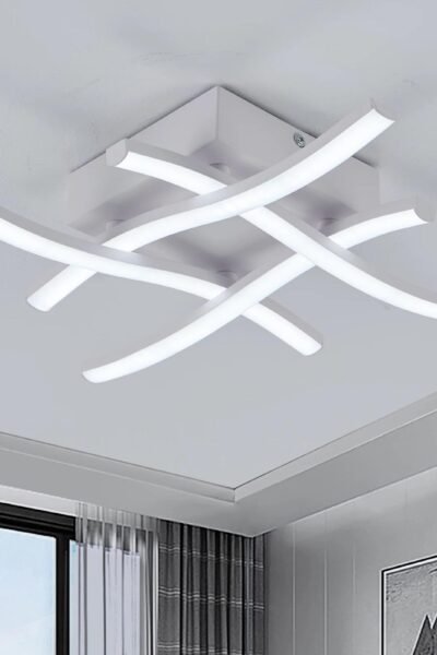 Plafonnier LED à 3 Couleurs Variables au Design Incurvé